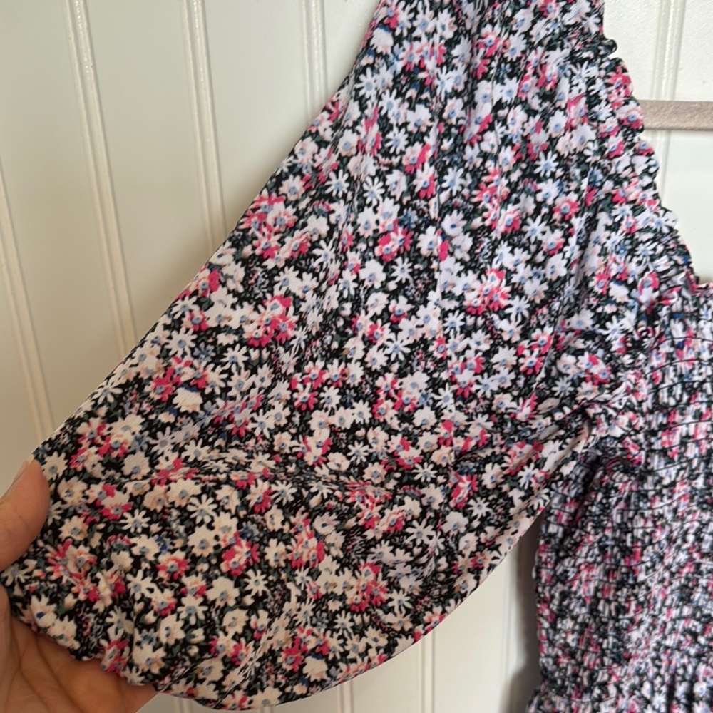 Pink and White Smocked Scoop Neck Midi Dress - Picture 4 of 6